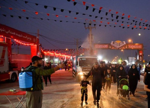 با حضور خادمین موکب محبان الرضای شهید همدانی در مرز شلمچه