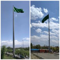 اهتزاز ابر پرچم‌های مزین به نام  مبارک علی ‌بن موسی‌الرضا(ع) در معابر منطقه ۱۹