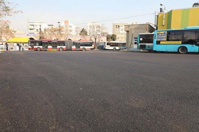 بهسازی آسفالت پایانه اتوبوسرانی چهارراه تهرانپارس