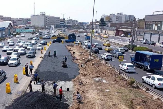 بهبود ترافیکی و ایمنی با اجرای عملیات روکش آسفالت در میدان فتح