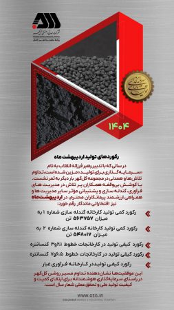 رکوردهای تولیدی اردیبهشت ماه ۱۴۰۴ شرکت معدنی و صنعتی گل گهر