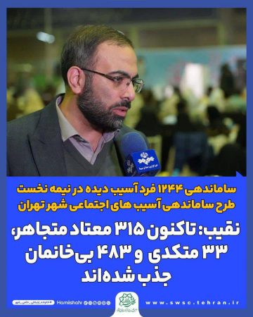 نقیب: تاکنون ۳۱۵ معتاد متجاهر، ۳۳ متکدی و ۴۸۳ بی خانمان جذب شده اند