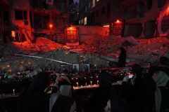 شام غریبان فرزندان ایران در منطقه۸؛ میدان ۶ در سوگ شهدا روشن شد