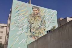 نقاشی دیواری شهید احمد سوداگر در بزرگراه جناح بازسازی شد/نقاشی دیواری بزرگراه شهید محمدعلی جناح جان تازه گرفت