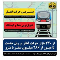 از ۳۲۰ هزار حرکت قطار بر ریل خدمت تا عبور از ۲۸۶ میلیون سفر با مترو