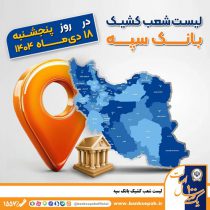 اعلام فهرست شعب کشیک بانک سپه / پنجشنبه، هجدهم دی ماه