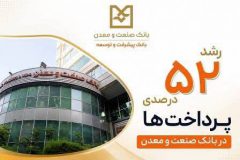 رشد ۵۲ درصدی پرداخت تسهیلات بانك صنعت و معدن در دولت چهاردهم